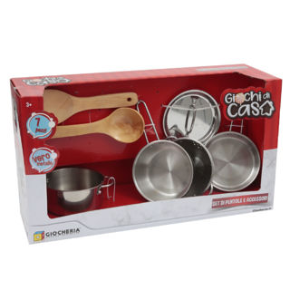 Set Pentolini In Metallo Con Cucchiaio In Legno