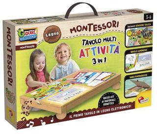 Montessori Tavolo In Legno Multi Attività 3 In 1