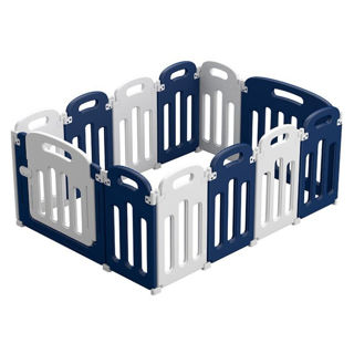 Box Recinto Pieghevole Blu-bianco In Plastica Per Bambini