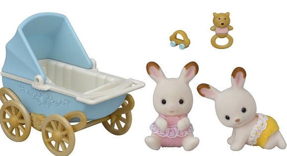Sylvanian Families Gemelli Coniglietti Chocolate con passeggino