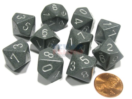 10 d10 Dice Chessex SPECKLED HI TECH 25140 Dadi