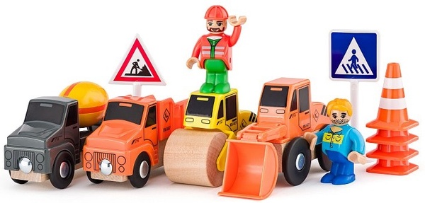 Woody Set di carri - Macchine edili, 12 pz