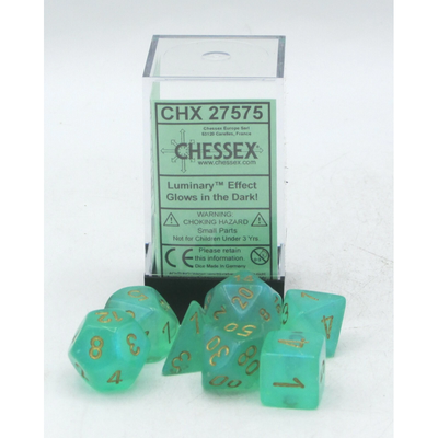 7 Dice Set Chessex BOREALIS Sky blue White LUMINARY 27575 Dadi