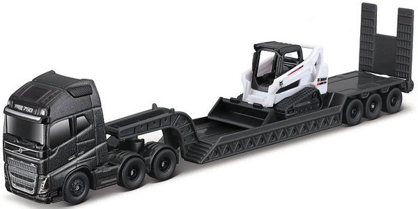 Maisto - Mini macchine da lavoro, Set trattore grande, Volvo FH16, Bobcat T590