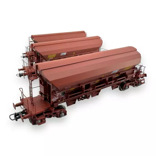 Set di 3 carri tramoggia T8 Tadkks REE Modelli WB847 - HO 1/87 - SNCF - EP VI