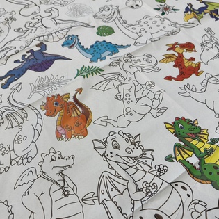 Tovaglia da colorare con i pastelli - felice DINO