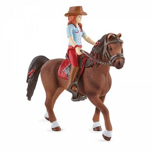 Schleich Redhead Hannah con articolazioni mobili a cavallo