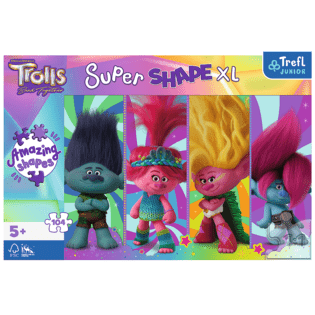 Trefl Puzzle 104 XL Super Shape - Divertimento con i Trolls / Universal Trolls 3 (2023) FSC Mix 70%