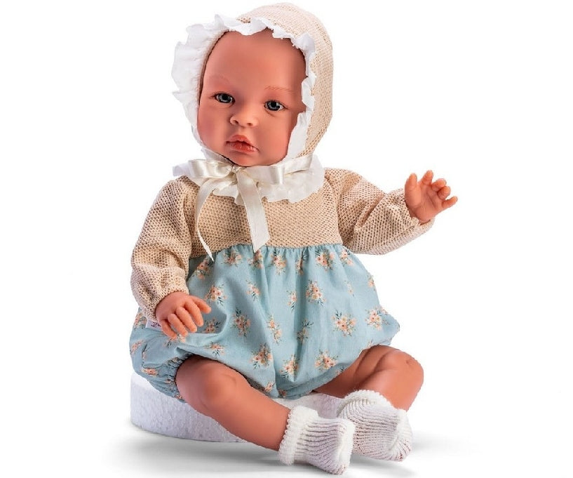 Bambola Leo Vestito Azzurro Floreale con Cuffia, 46 cm - Asi - Art. 18