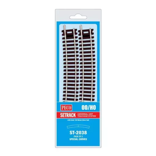 2 rails courbes rayon 571,5 mm 11,25° Peco ST2038 - HO : 1/87 - Code 100