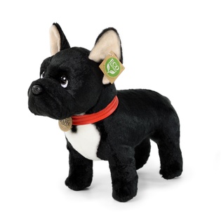 Peluche Bulldog francese nero con collare in piedi 30 cm ECO-FRIENDLY