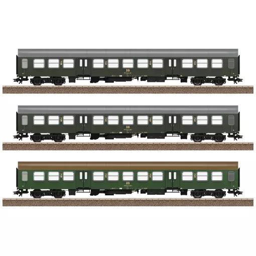 Coffret de voitures voyageurs accès central de Halberstadt - Trix T23180 - DR - HO 1/87 - EP. IV - 2R