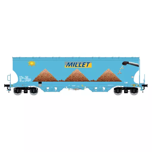 Wagon céréalier Tagnpps, bleu clair, nouveau logo Millet, logo soleil - LS Models 30592 - HO 1/87 - Millet - Ep VI - 2R