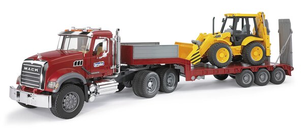 Bruder 02813 Mack Granit con rimorchio e trattore JCB BR