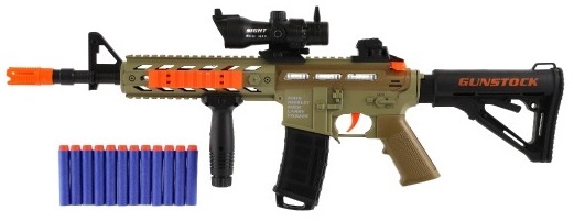 Fucile mitragliatore per cartucce di schiuma + cartucce di plastica per batterie con luce, suono