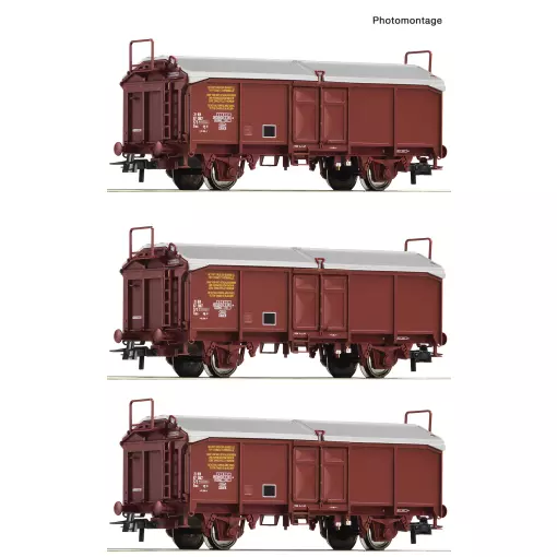 Coffret de 3 wagons à toit coulissant - Roco 6600173 - SNCF - EP. IV