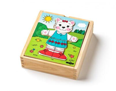 Woody Puzzle guardaroba Kitten, 18 pezzi