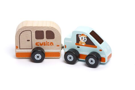CUBIKA 15368 Auto con roulotte - giocattolo in legno con magnete 2 parti