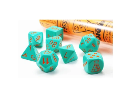 7 Dice Set Chessex LAB DICE HEAVY TURQUOISE ORANGE 30039