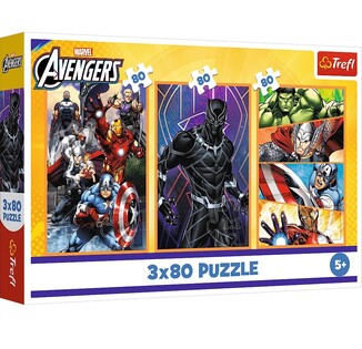 Trefl Puzzle 3 x 80 Marvel - Giorni pieni di azione