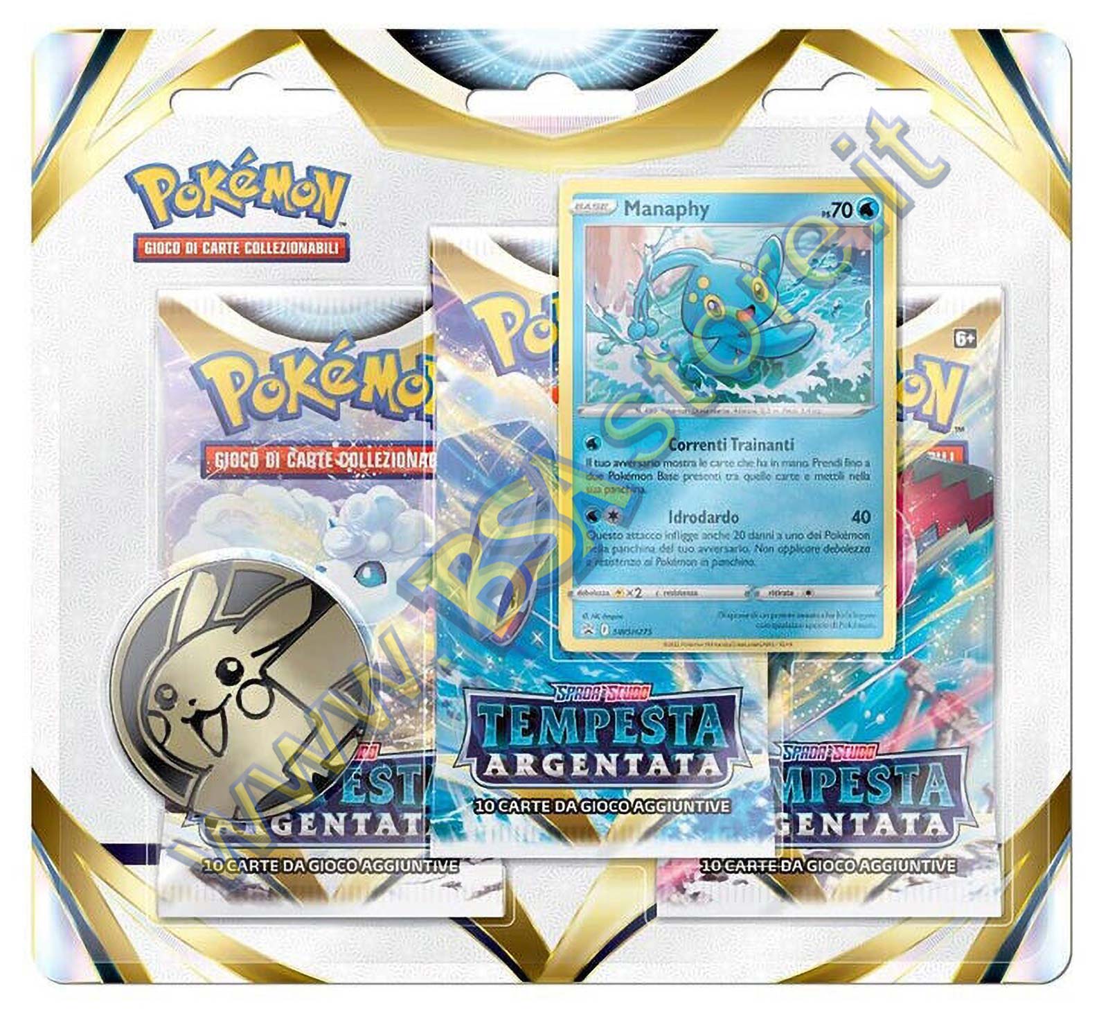 Blister da 3 bustine Spada e Scudo - Tempesta Argentata - Manaphy - ITA