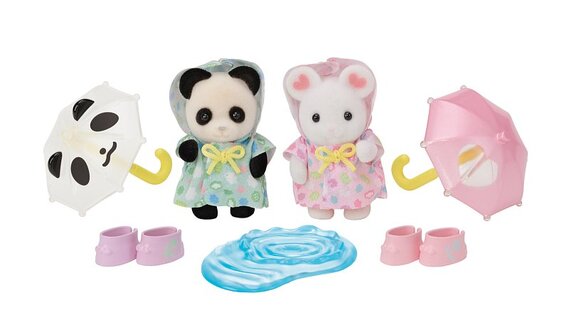 Sylvanian Families Passeggiata sotto la pioggia Baby Duo