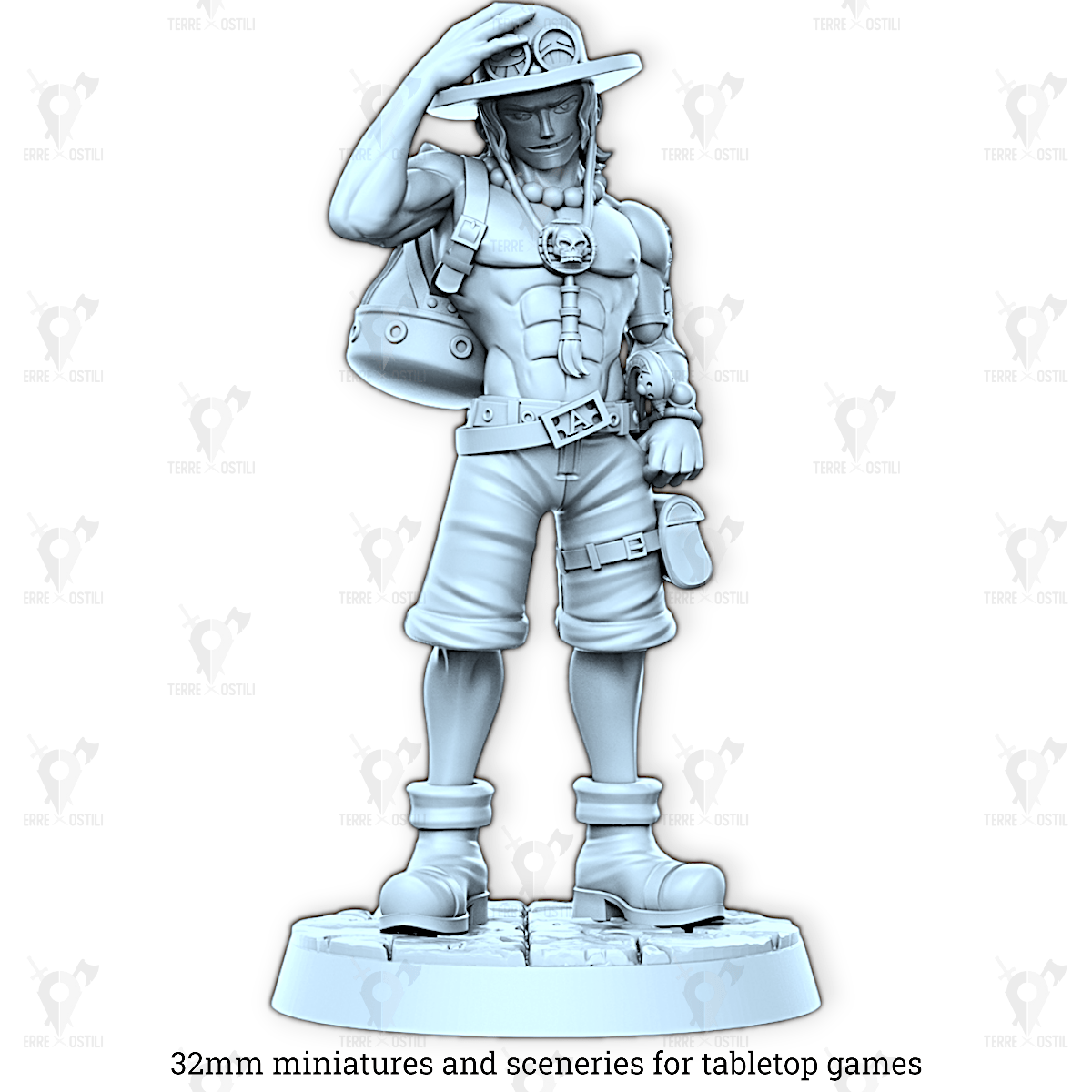 Ace umano pirata guerriero stregone fuoco onep | miniatura 3D resina | Terre Ostili