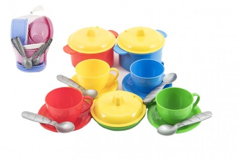 Set di 18 piatti in plastica colorati