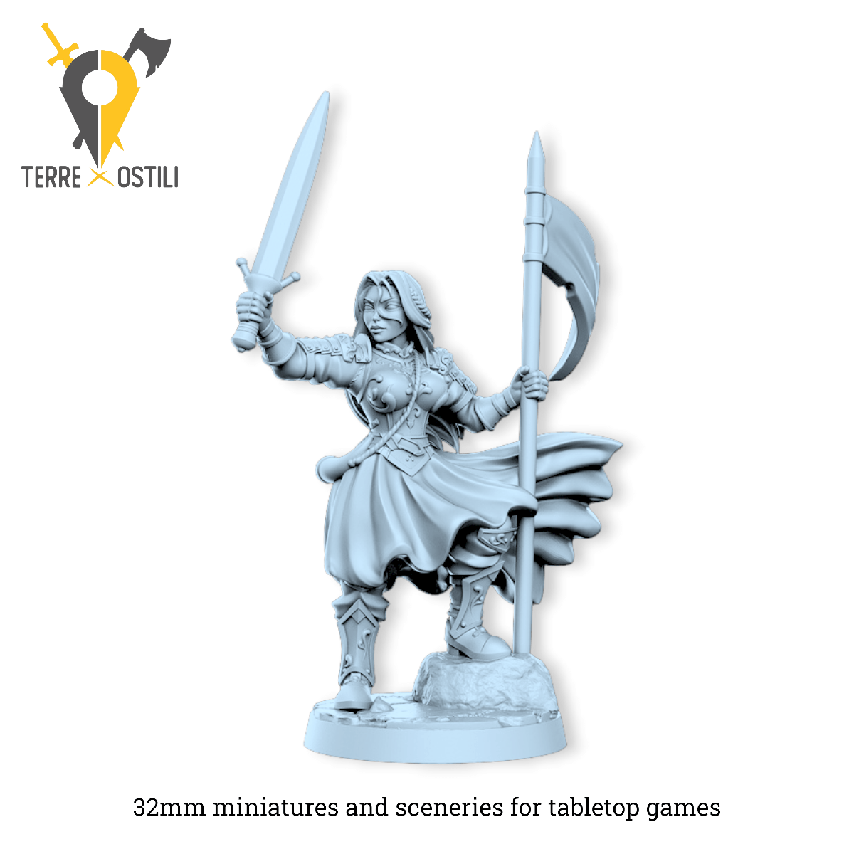 Aegwynne umana paladino guerriero eroina | miniatura 3D resina | Terre Ostili