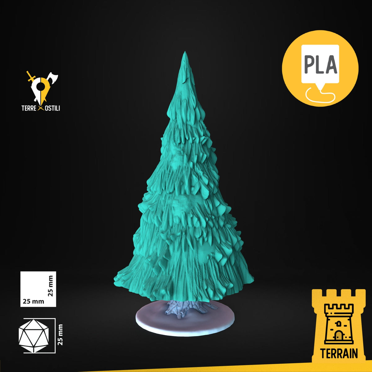 Albero pino innevato quercia verde foresta inverno fantasy scenico 3D