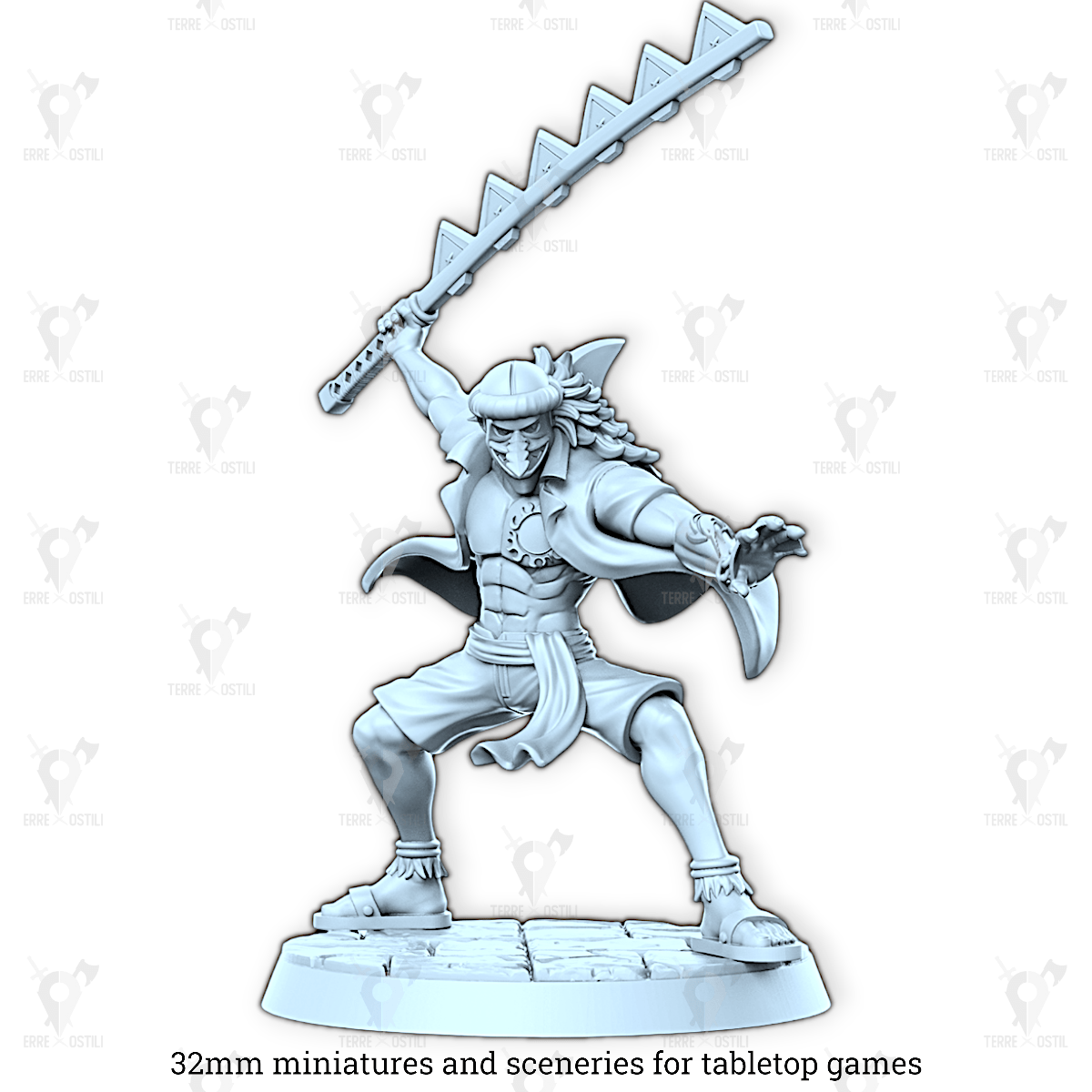 Arlong uomo pesce pirata spadaccino guerriero onep | miniatura 3D resina | Terre Ostili