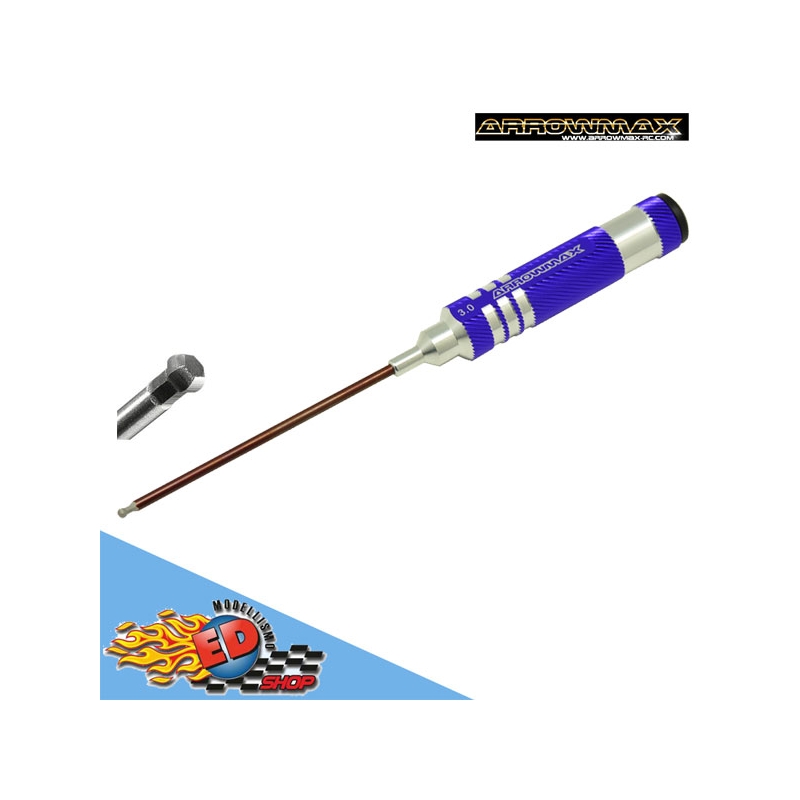 Arrowmax cacciavite esagonale 3.0mm sferico con impugnatura in alluminio viola stelo da 120mm