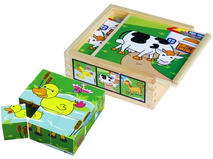 BABU - Fattoria a cubetti in legno - 9 pz