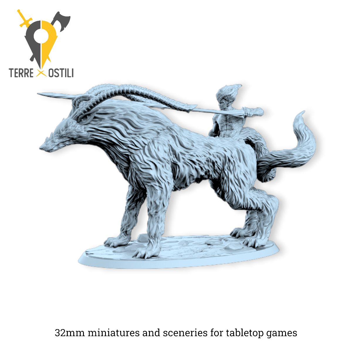 Bakumaan cavaliere mostruoso lupo miniatura 3D resina lotr | Terre Ostili