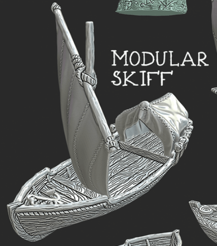 Barca a vela nave zattera pirata fantasy scenico 3D