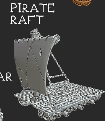 Barca nave zattera pirata fantasy scenico 3D