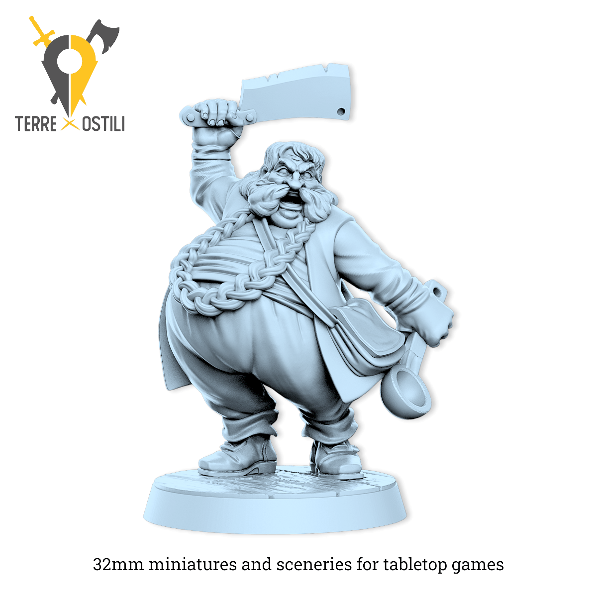 Bombur Nano cuoco guerriero re lotr anelli | miniatura 3D resina | Terre Ostili