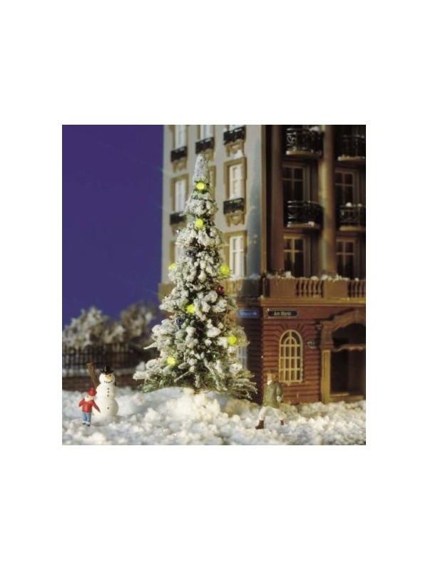 BUSCH 5409 Scala HO Albero di Natale addobbato con neve, luci e palline