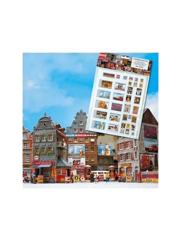 BUSCH 6030 Scala HO Confezione insegne e cartelli pubblicitari varie dimensioni