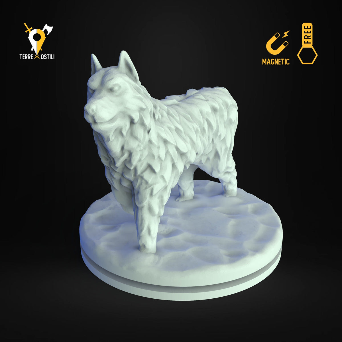 Cane da slitta cani da traino ghiacci husky miniatura resina 3D