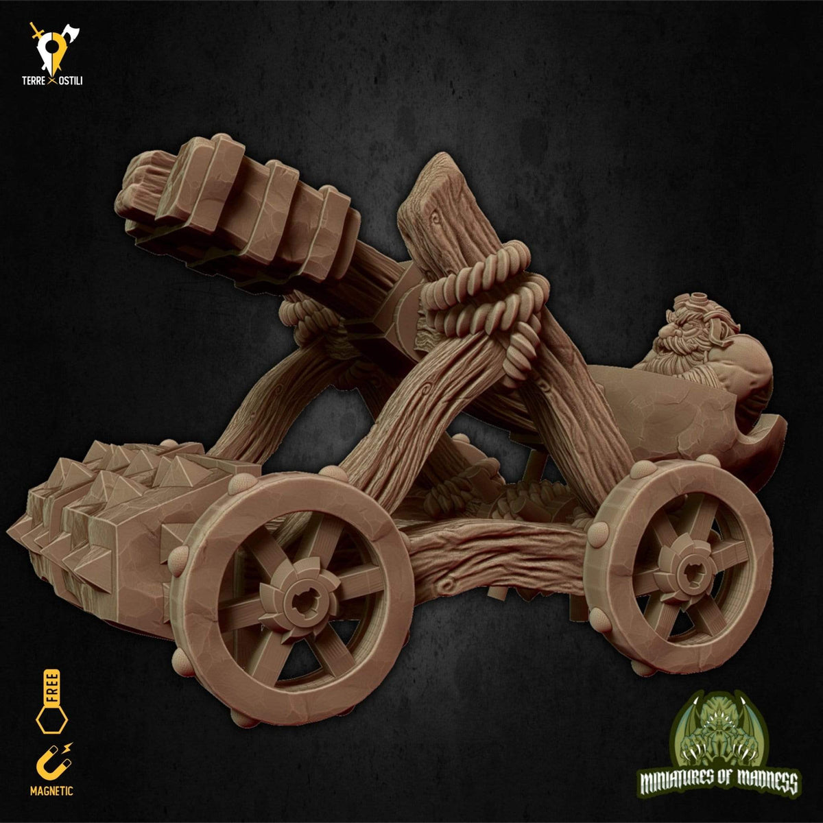 Catapulta nano da guerra cavalcatura miniatura 3d resina