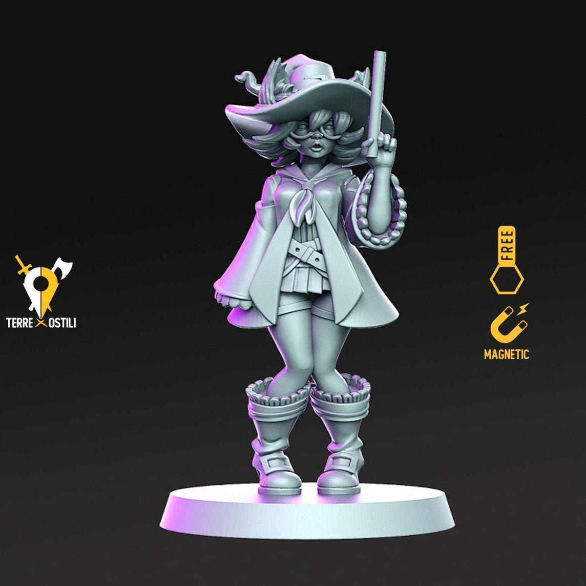 Catgirl donna gatto tabaxi catfolk  felinide mago apprendista miniatura