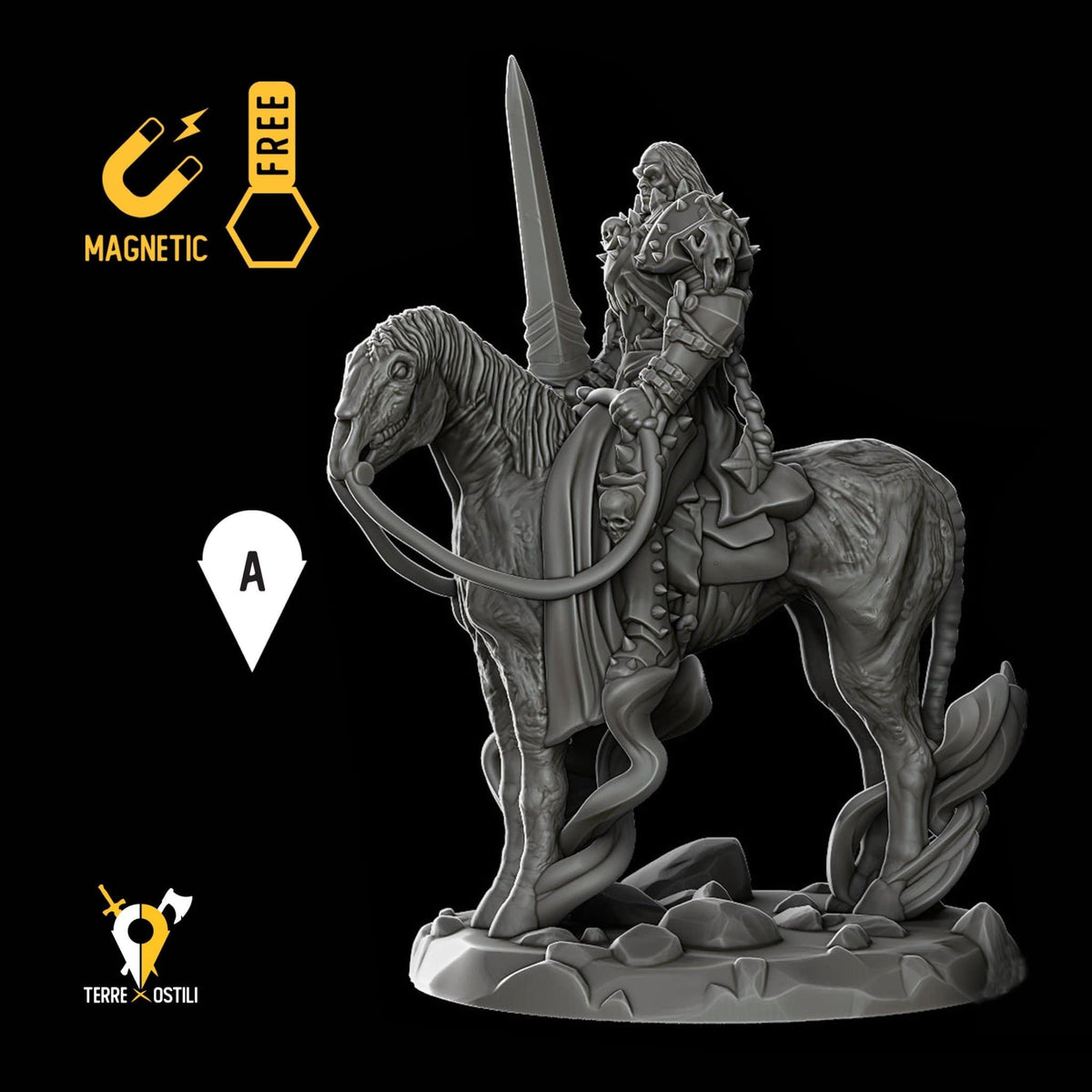 Cavaliere spettrale fantasma con incubo miniatura