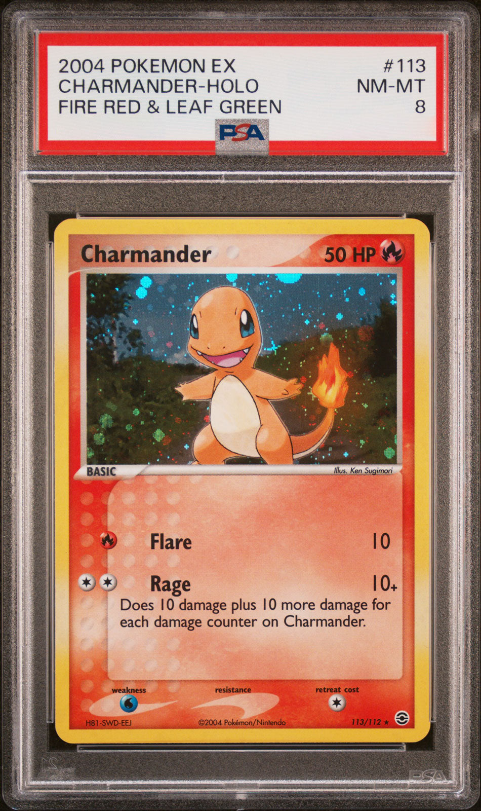 Charmander 113/112 - ENG - Near Mint - Gradata PSA 8 - EX - Fire Red & Leaf Green - Carta Pokemon