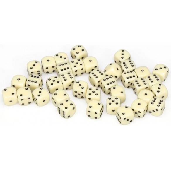 Chessex - Set 36 Dadi da 12mm - Opaque Ivory/Black