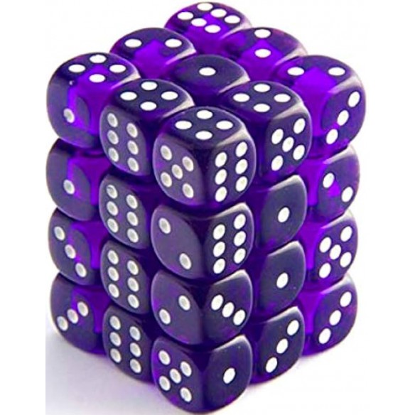 Chessex - Set 36 Dadi da 12mm - Translucent Purple/White