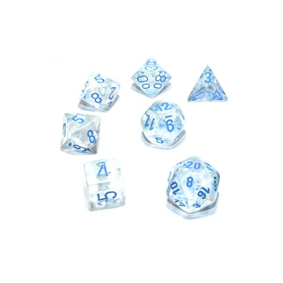 Chessex - Set 7 Dadi - Borealis Luminary Icicle/White Blue