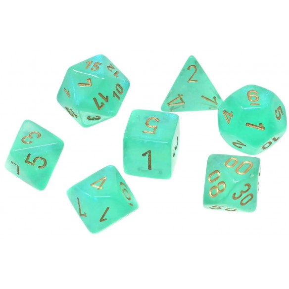 Chessex - Set 7 Dadi - Borealis Luminary Light Green/Gold