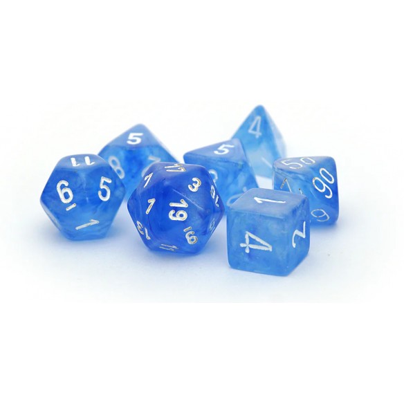 Chessex - Set 7 Dadi - Borealis Luminary Sky Blue/White