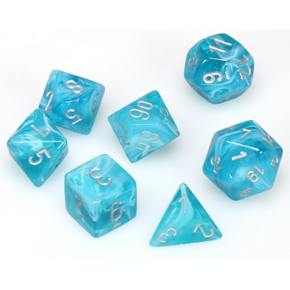 Chessex - Set 7 Dadi - Cirrus Aqua/Silver